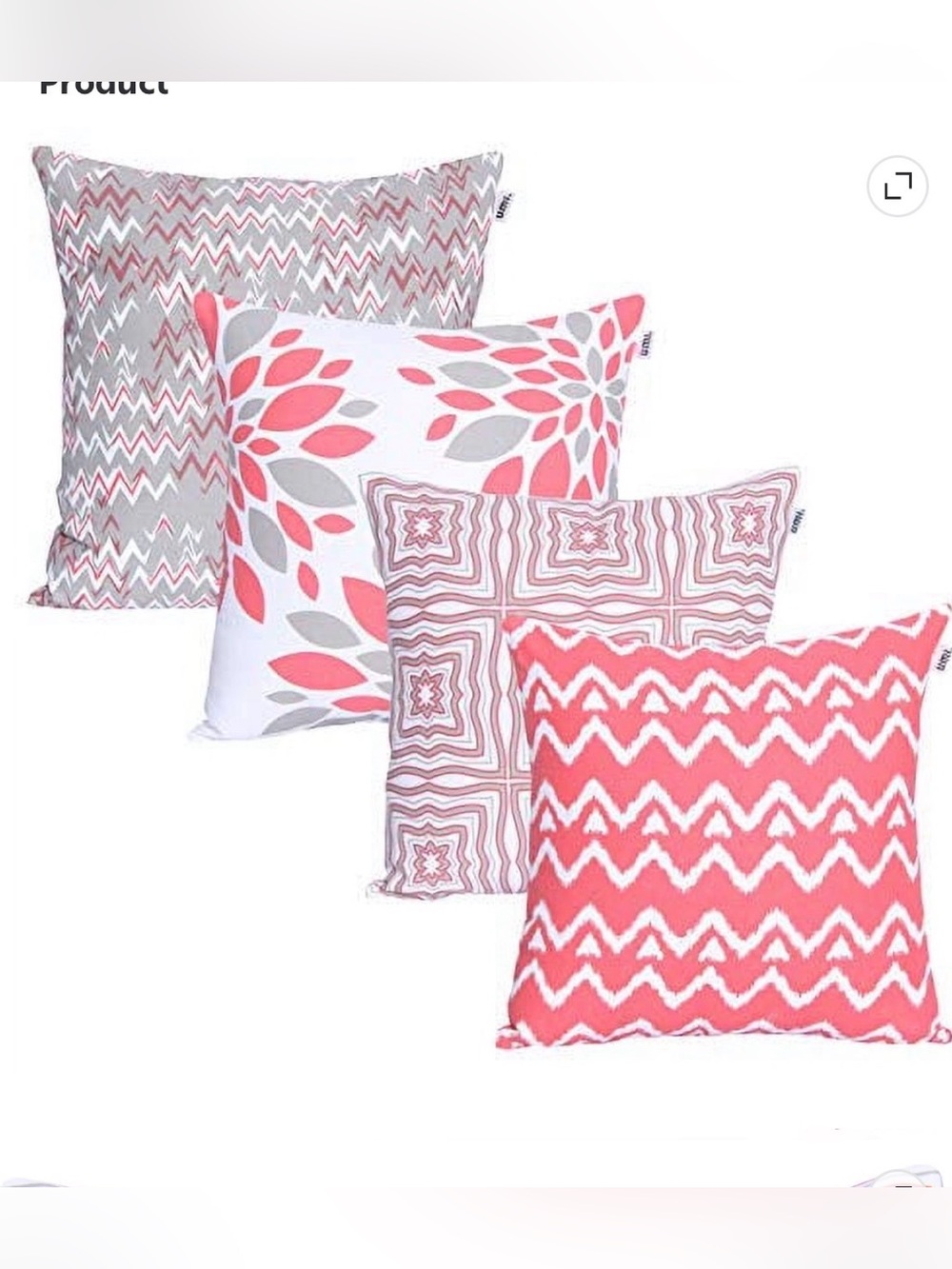 Coral and Gray Decorative Cover Pillow Set - 4 Pack
